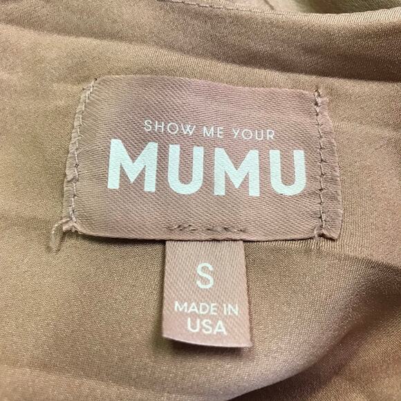 Show Me Your Mumu Jasmine Halter Midi Dress S Crossover Neck Open Back Satin - Picture 3 of 7